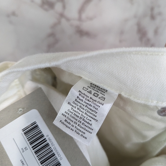Everlane Jean The Cheeky Straight High Rise White Bone Ankle Crop Zip Denim - Picture 6 of 12